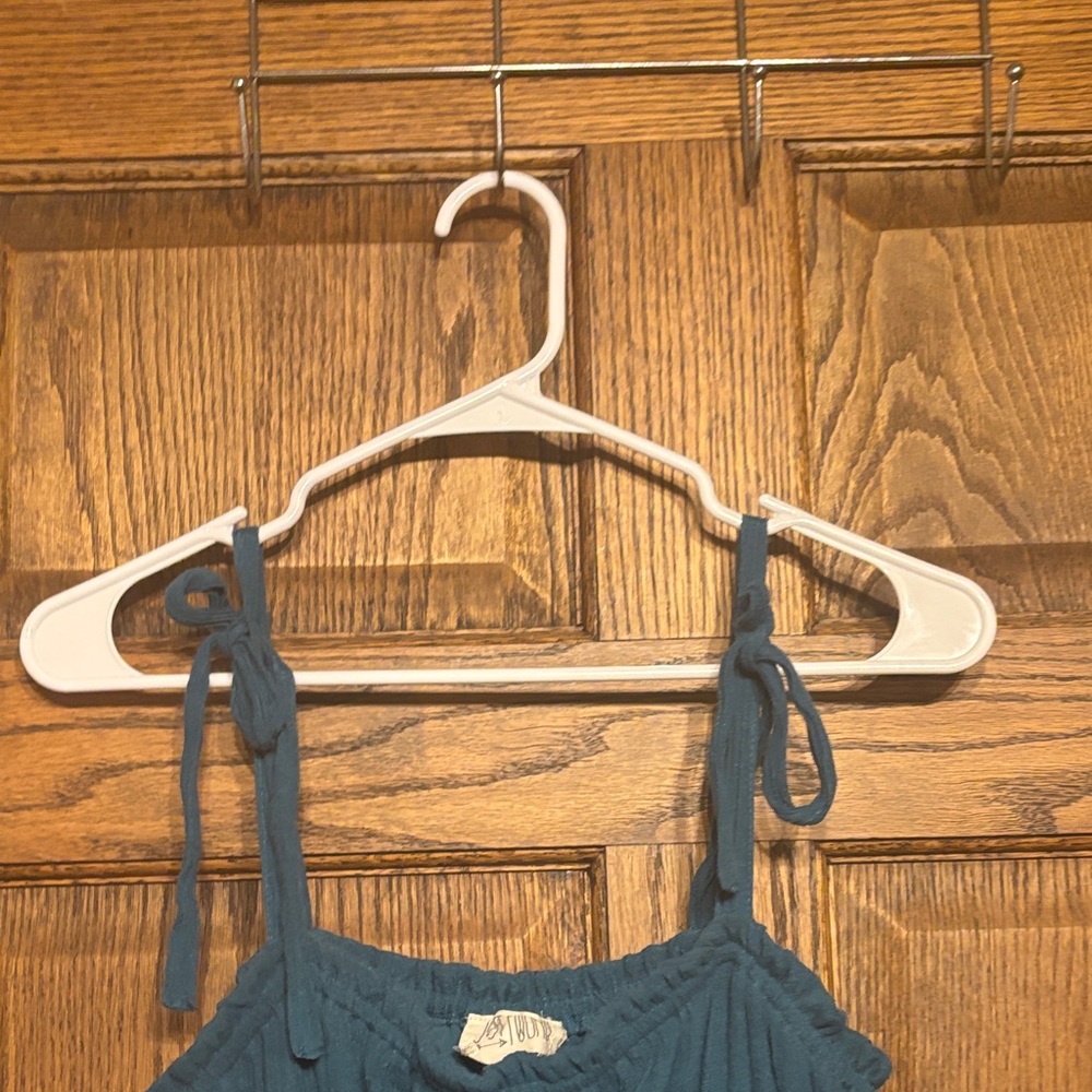 Teal Sleeveless Ruffle Dress - Picture 3 of 5